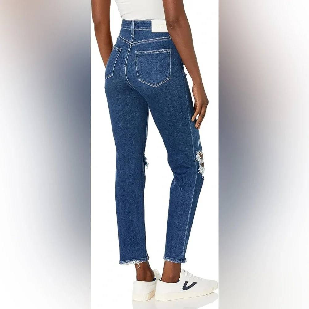 Paige Denim Stella High-rise Straight Leg Sz 32 in Soleil Destructed Wash - Picture 2 of 10